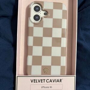 Velvet Caviar Tan and White Checkered iPhone 16 Case